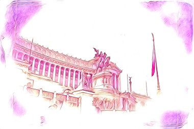 Roma İtalya sanatı eskiz çizimi eğlenceli tasarım antika retro