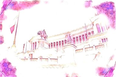 Roma İtalya sanatı eskiz çizimi eğlenceli tasarım antika retro