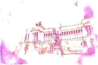 Roma İtalya sanatı eskiz çizimi eğlenceli tasarım antika retro