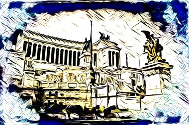 Roma İtalya sanatı eskiz çizimi eğlenceli tasarım antika retro