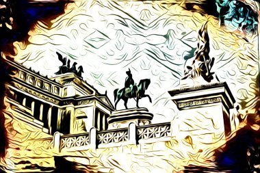 Roma İtalya sanatı eskiz çizimi eğlenceli tasarım antika retro