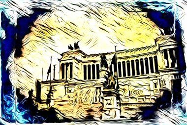 Roma İtalya sanatı eskiz çizimi eğlenceli tasarım antika retro