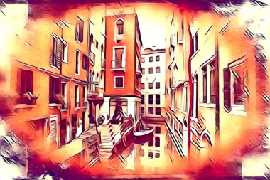 Venedik sanat eskizi çizimi eğlenceli tasarım antika retro