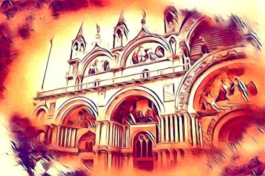 Venedik sanat eskizi çizimi eğlenceli tasarım antika retro