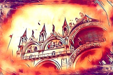 Venedik sanat eskizi çizimi eğlenceli tasarım antika retro