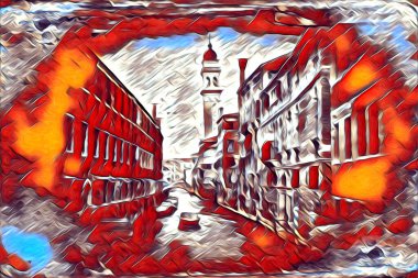 Venedik sanat eskizi çizimi eğlenceli tasarım antika retro