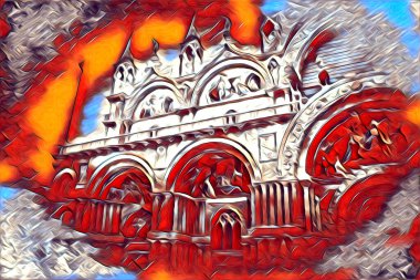 Venedik sanat eskizi çizimi eğlenceli tasarım antika retro