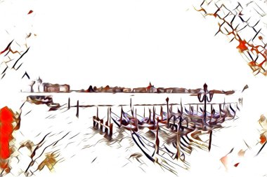 Venedik sanat eskizi çizimi eğlenceli tasarım antika retro