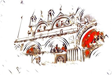 Venedik sanat eskizi çizimi eğlenceli tasarım antika retro