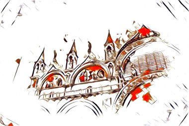 Venedik sanat eskizi çizimi eğlenceli tasarım antika retro