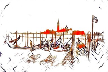 Venedik sanat eskizi çizimi eğlenceli tasarım antika retro