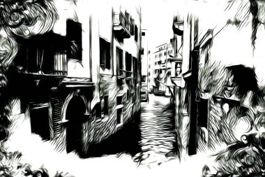 Venedik sanat eskizi çizimi eğlenceli tasarım antika retro