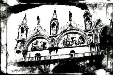 Venedik sanat eskizi çizimi eğlenceli tasarım antika retro