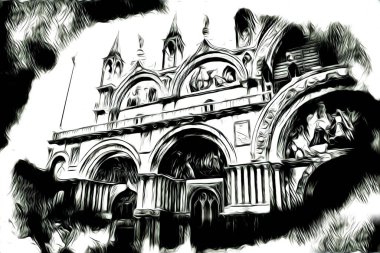 Venedik sanat eskizi çizimi eğlenceli tasarım antika retro