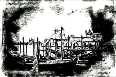 Venedik sanat eskizi çizimi eğlenceli tasarım antika retro