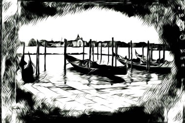 Venedik sanat eskizi çizimi eğlenceli tasarım antika retro