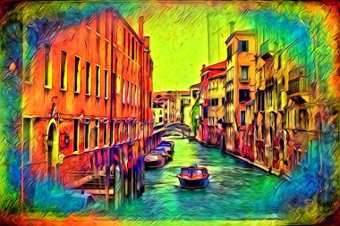 Venedik sanat eskizi çizimi eğlenceli tasarım antika retro