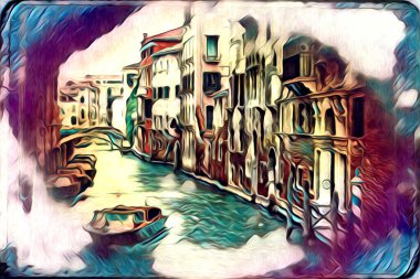 Venedik sanat eskizi çizimi eğlenceli tasarım antika retro