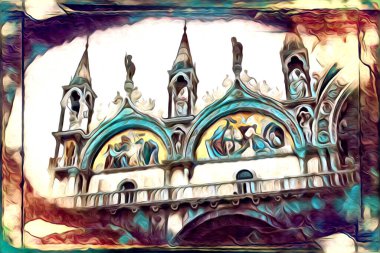 Venedik sanat eskizi çizimi eğlenceli tasarım antika retro