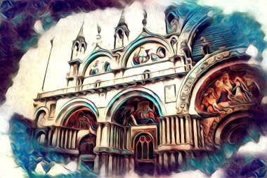 Venedik sanat eskizi çizimi eğlenceli tasarım antika retro