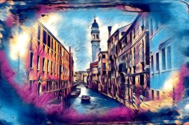 Venedik sanat eskizi çizimi eğlenceli tasarım antika retro