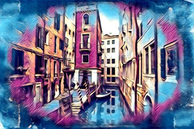 Venedik sanat eskizi çizimi eğlenceli tasarım antika retro