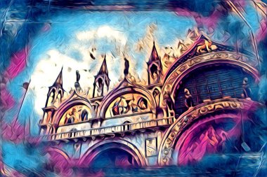 Venedik sanat eskizi çizimi eğlenceli tasarım antika retro