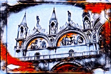 Venedik sanat eskizi çizimi eğlenceli tasarım antika retro