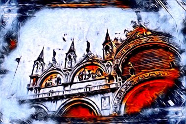 Venedik sanat eskizi çizimi eğlenceli tasarım antika retro