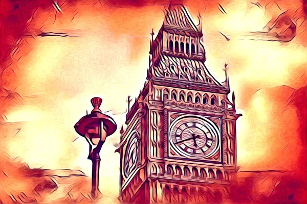 Londres Arte Desenho Esboço Ilustração Diversão Design Vintage Retro — Fotografia de Stock