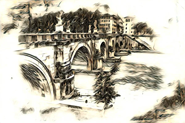 Rome Italie Dessin Art Croquis Illustration Fun Design Vintage Rétro — Photo