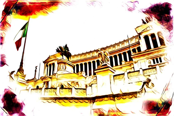 Roma İtalya sanatı eskiz çizimi eğlenceli tasarım antika retro