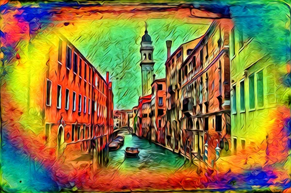 Venezia Arte Disegno Schizzo Illustrazione Divertimento Design Vintage Retro — Foto Stock