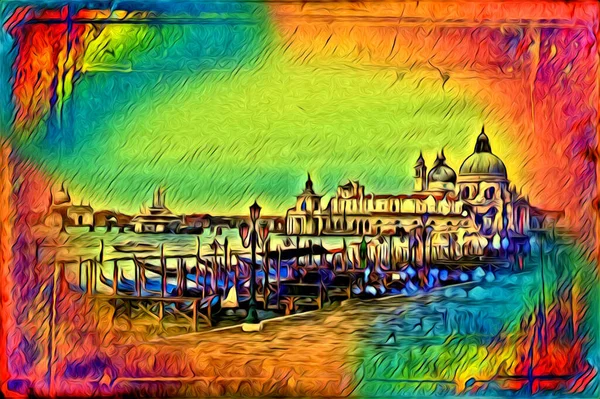 Venezia Arte Disegno Schizzo Illustrazione Divertimento Design Vintage Retro — Foto Stock