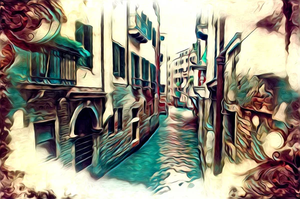 Венецианский Рисунок Эскиз Иллюстрации Весело Дизайн Винтажного Ретро — стоковое фото