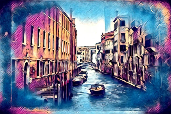 Venice Art Drawing Sketch Illustration Fun Design Vintage Retro — Stock Photo, Image