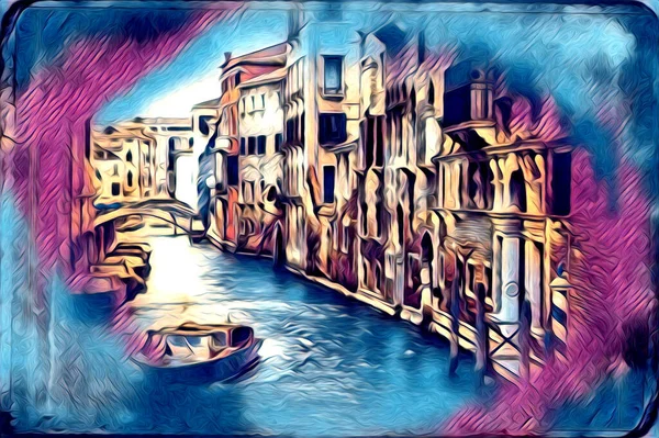 Venice Art Drawing Sketch Illustration Fun Design Vintage Retro — Stock Photo, Image