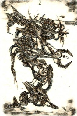 Sibernetik imgelemler gelecekteki dünyada gelecekteki metalik bilim kurgu erkek insansı sayborgun resimleridir.