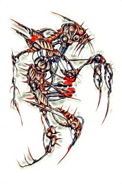 Sibernetik imgelemler gelecekteki dünyada gelecekteki metalik bilim kurgu erkek insansı sayborgun resimleridir.