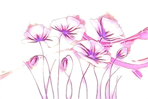 Vintage Background Art Illustration Flower Painting — Stock Photo, Image