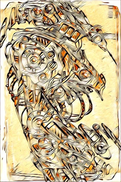 Kybernetische Visionen Illustration Von Futuristischen Metallischen Science Fiction Männlichen Humanoiden — Stockfoto