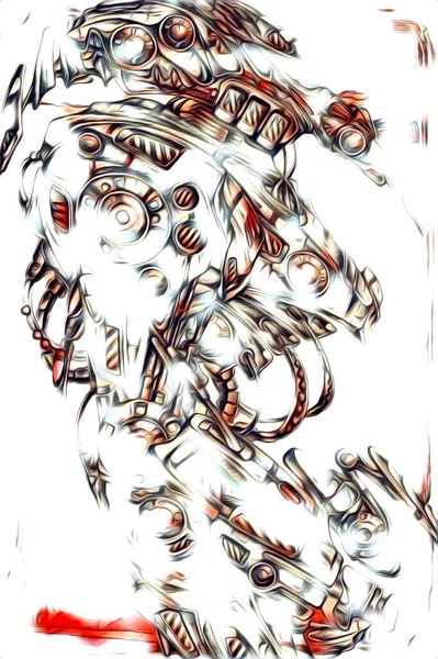 Кібернетичні Бачення Ілюстрація Футуристичної Металевої Наукової Фантастики Чоловічий Гуманоїдний Кіборг — стокове фото