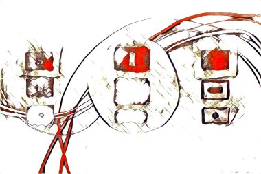 soyut renk tasarımı resim çizimi eskiz retro vintage