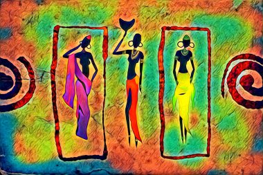 Afrikalı etnik retro vintage çizim çizimi