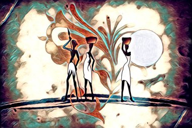 Afrikalı etnik retro vintage çizim çizimi