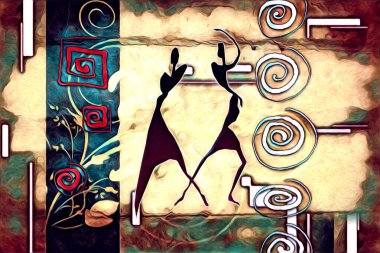 Afrikalı etnik retro vintage çizim çizimi