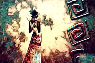 Afrikalı etnik retro vintage çizim çizimi