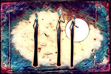 Afrikalı etnik retro vintage çizim çizimi