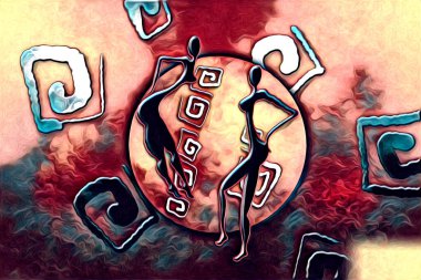 Afrikalı etnik retro vintage çizim çizimi