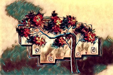 Afrikalı etnik retro vintage çizim çizimi